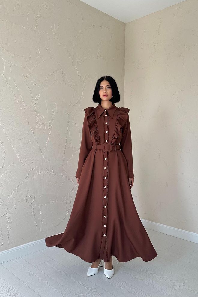 L&C Ruda Eleganti Kukli Vintažinė Suknelė Iki Grindų Ilgio Didmeninė prekyba drabužiais Aptempta ir platėjanti