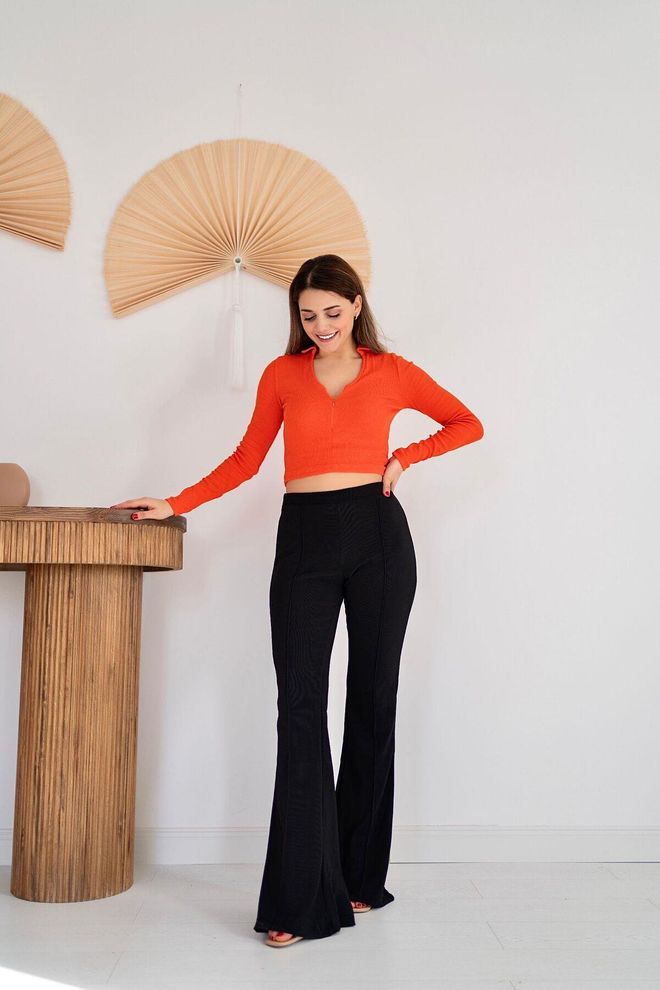 Elisa Flared Trousers Black Wholesale Clothing Casual