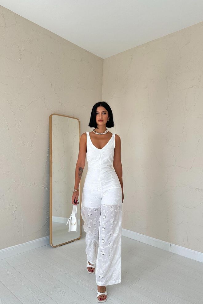 Elisa Peto Festoneado Blanco Ropa al por mayor Elegante