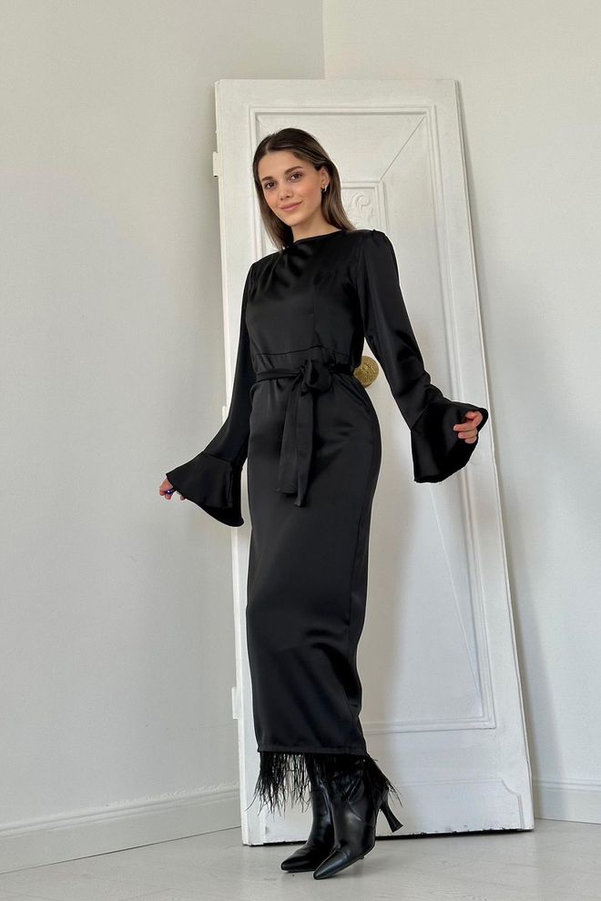 L&C Elegante Zwarte Schedejurk Met Klokmouwen Groothandel Kleding Elegant