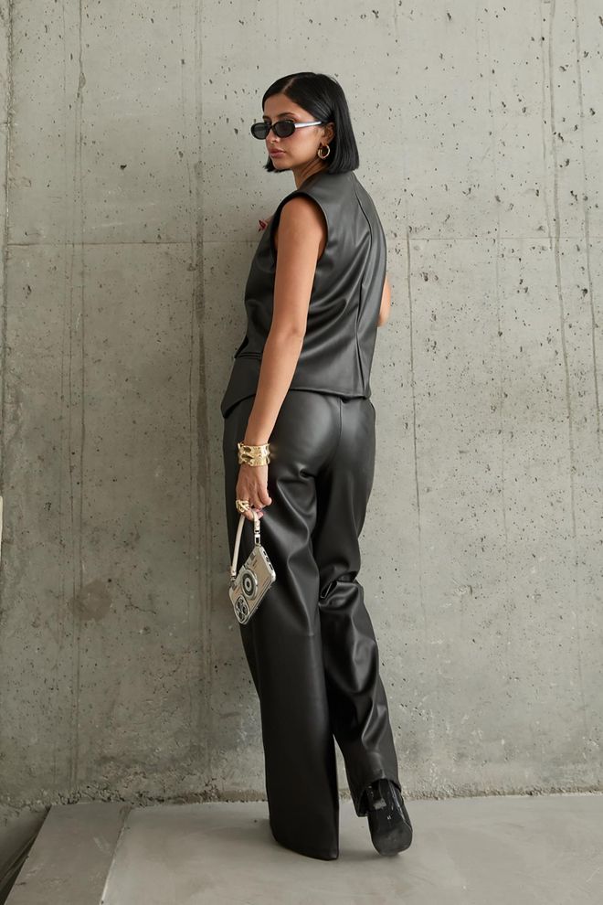 L&C Черно Елегантен Официален Комплект С Широки Панталони Тип Буткат Дрехи на едро Есен