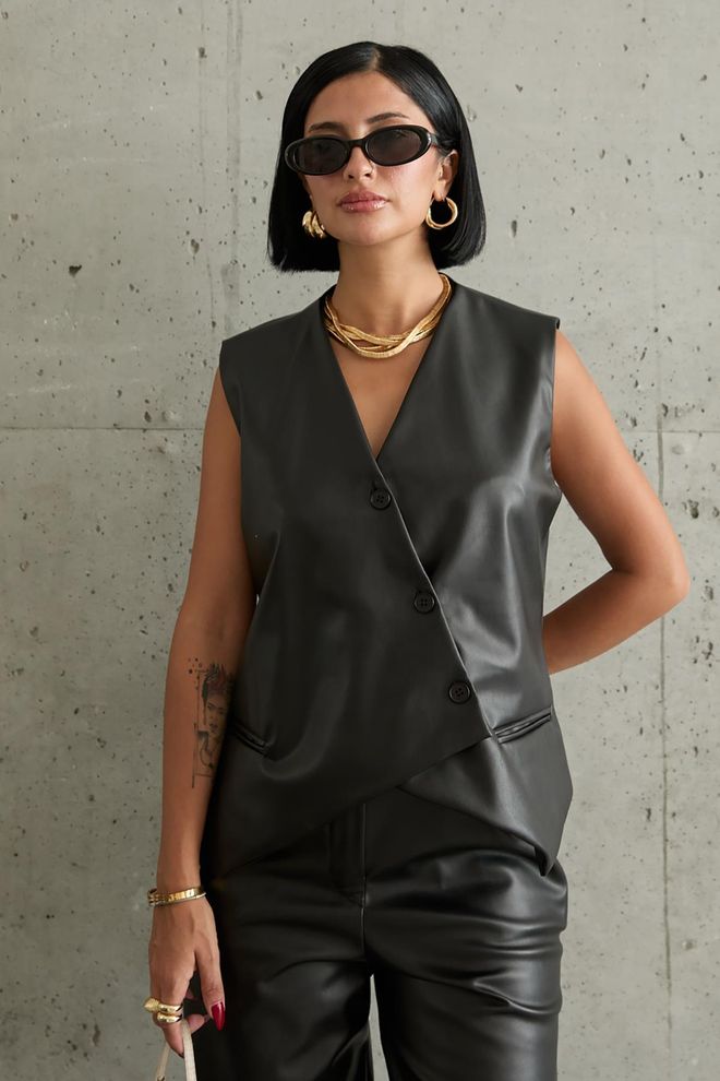 L&C Черно Елегантен Официален Комплект С Широки Панталони Тип Буткат Дрехи на едро Рожден ден