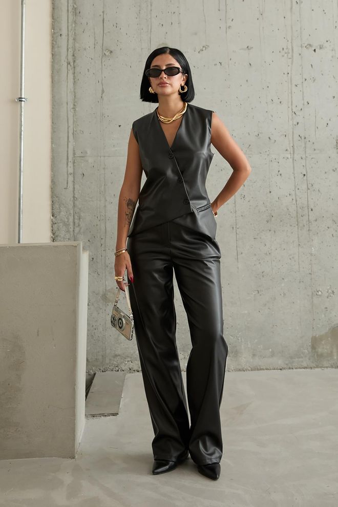 L&C Черный Элегантный Формальный Комплект С Широкими Брюками Буткат Оптовая продажа одежды Формальный