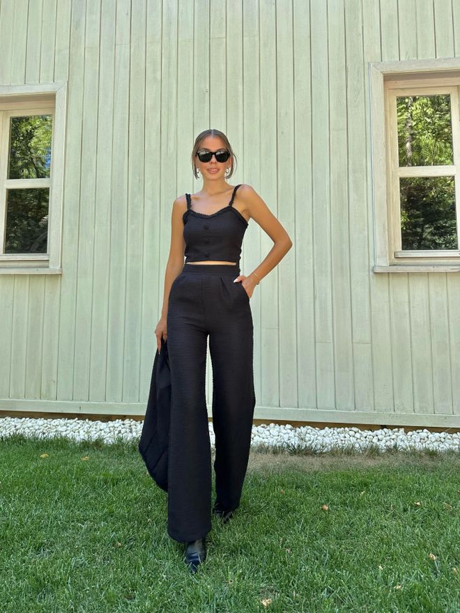 L&C Komplet Czarny Elegancki Formalny Hurtowa sprzedaż odzieży Poliester