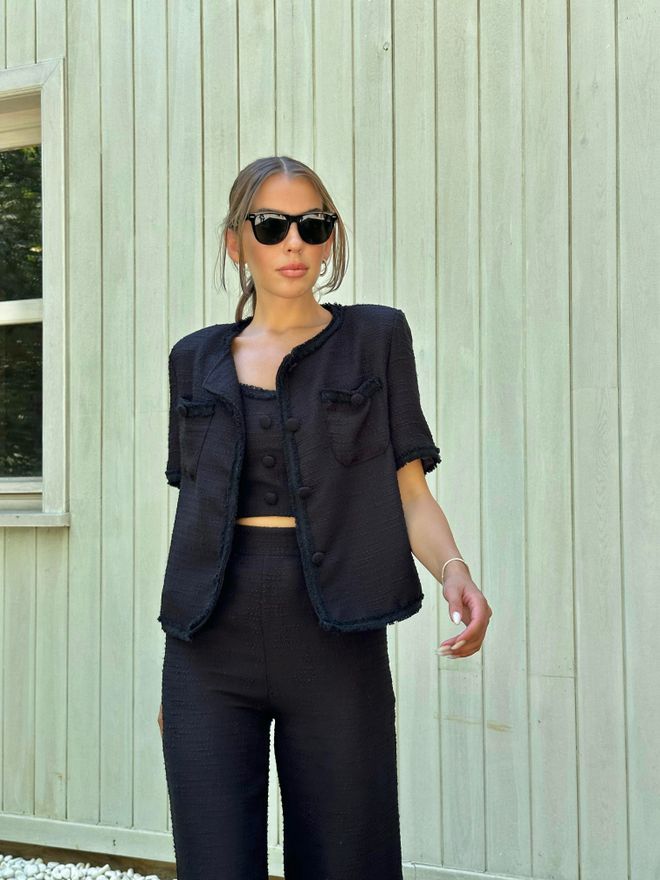 L&C Komplet Czarny Elegancki Formalny Hurtowa sprzedaż odzieży Jesień