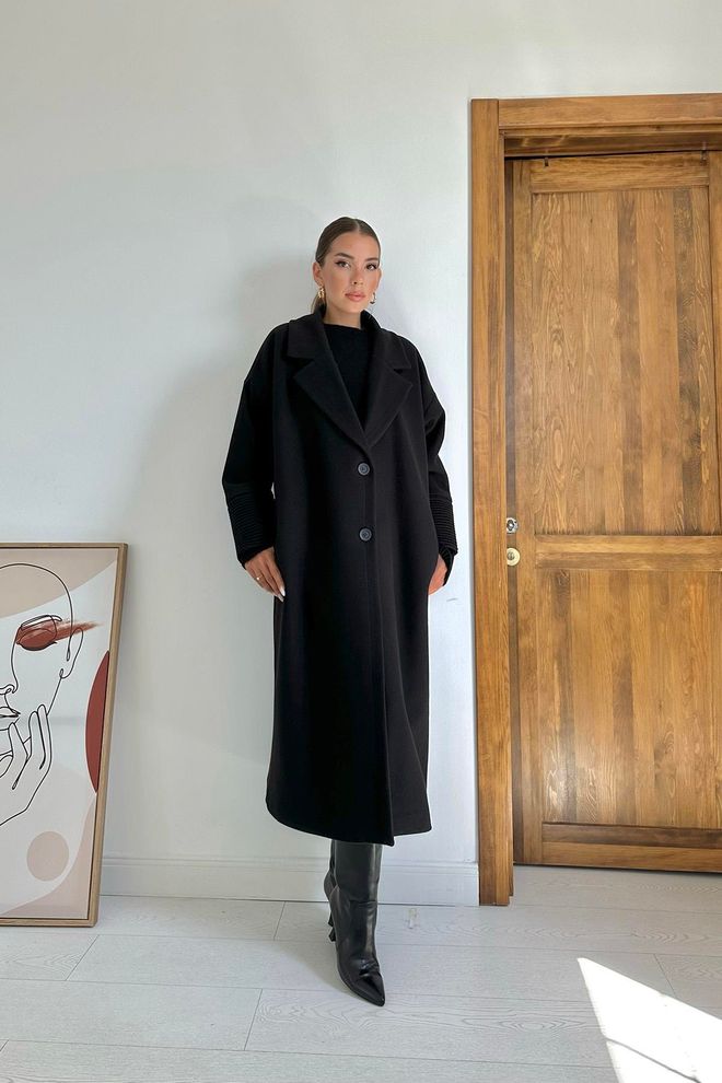 Elisa Cappotto con dettaglio polsini Nero Abbigliamento all'ingrosso Formale