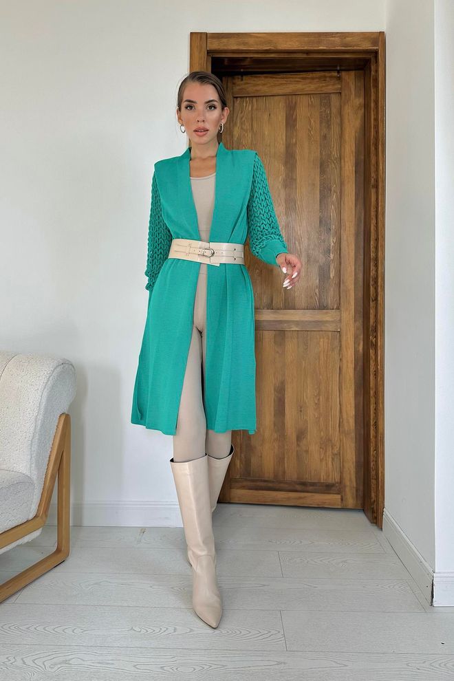 Elisa Cardigan lavorato a maglia con maniche intrecciate Verde Abbigliamento all'ingrosso Casuale
