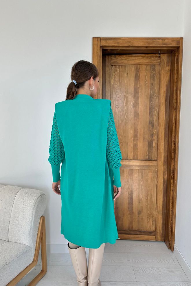 L&C Зеленый Элегантный Длинный Кардиган С Шалевым Воротником Оптовая продажа одежды 5