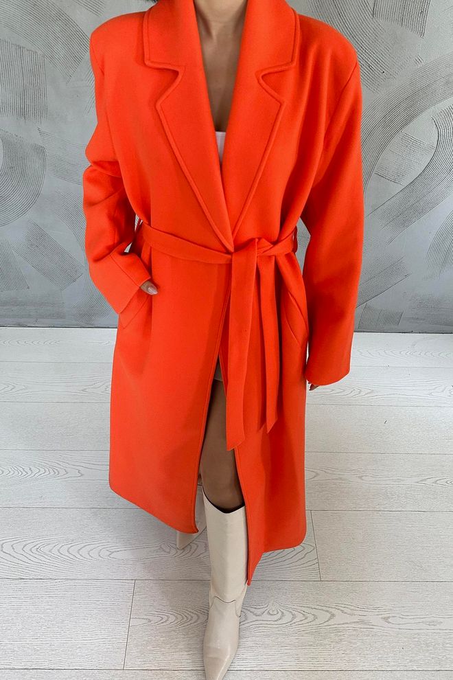 L&C Κομψό Πορτοκαλί Σακάκι Με Τσέπες Και Γραβάτα Χονδρικό εμπόριο ενδυμάτων Εργασία