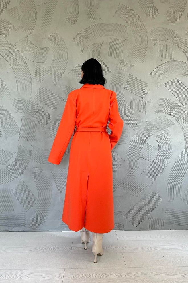 L&C Κομψό Πορτοκαλί Σακάκι Με Τσέπες Και Γραβάτα Χονδρικό εμπόριο ενδυμάτων Φθινόπωρο