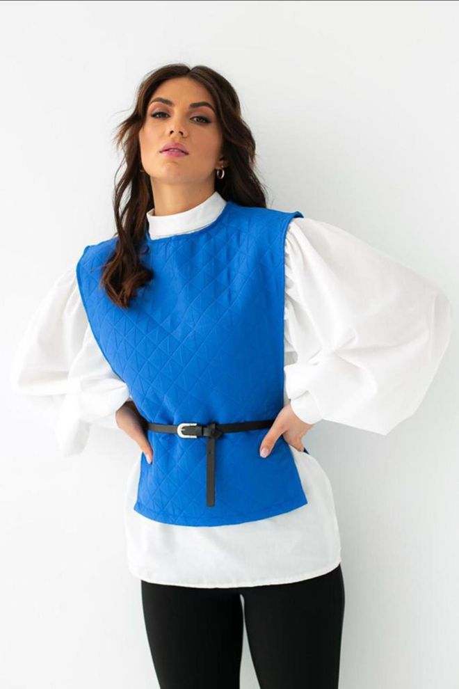 Elisa Súprava košele a ponča s opaskom modrá Veľkoobchod s oblečením Polyester