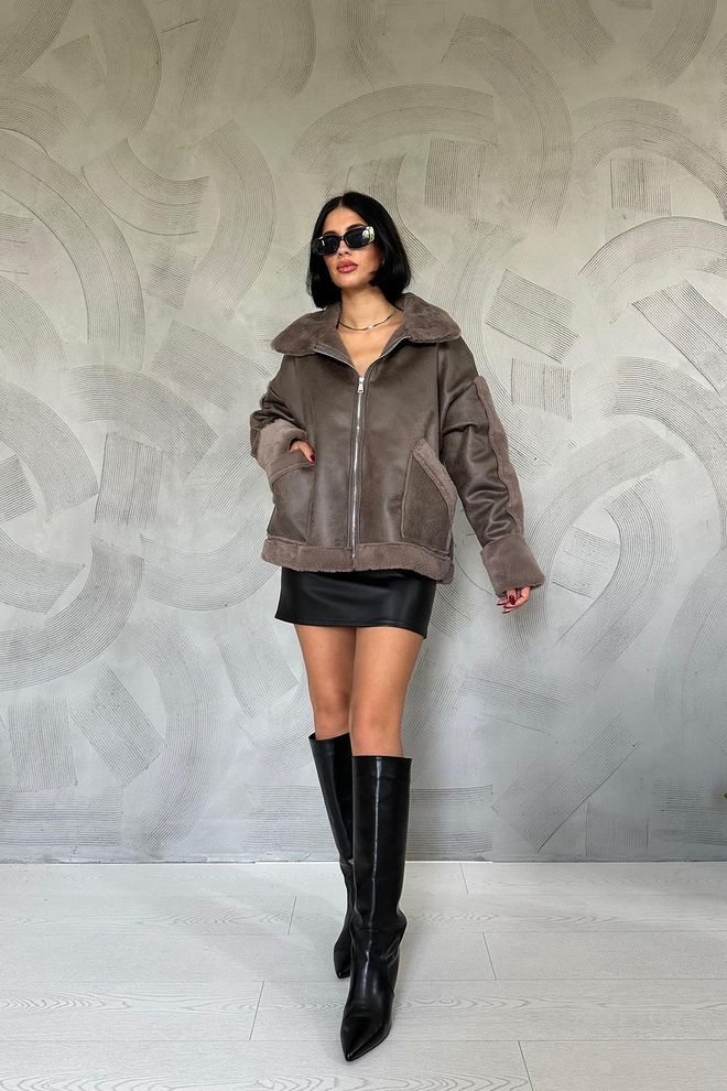 Elisa Cappotto in pelliccia Cachi Abbigliamento all'ingrosso Casuale