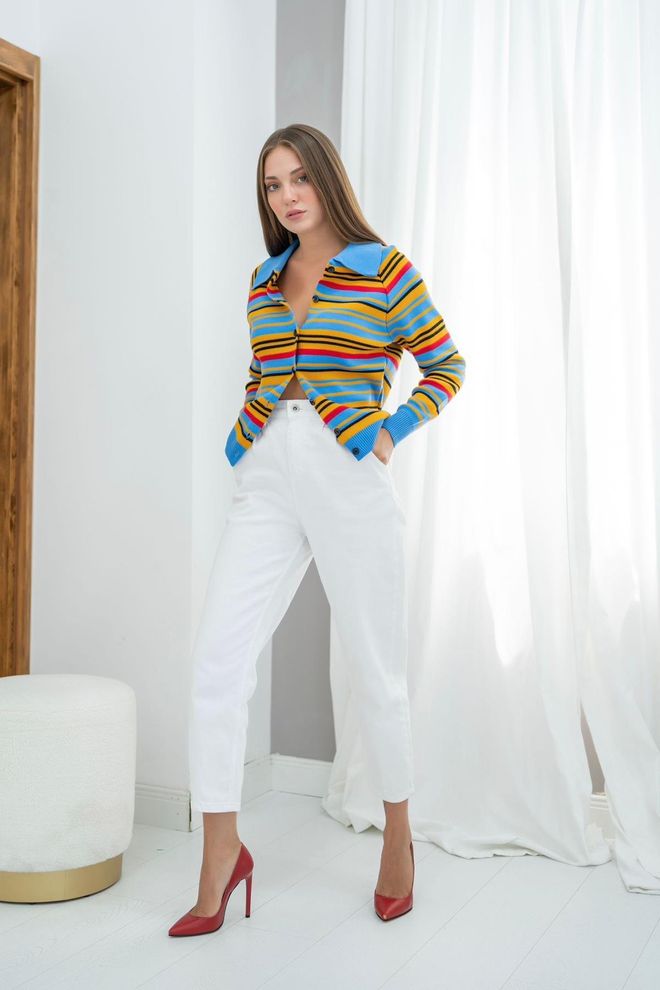Elisa Cardigan in maglia colorata Blu Abbigliamento all'ingrosso Casuale