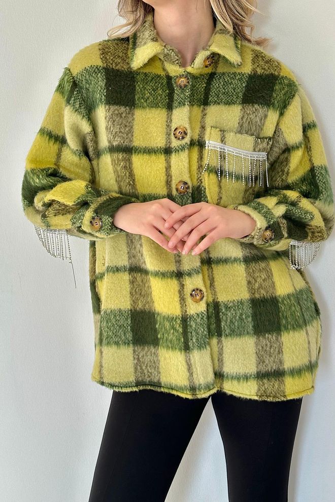 L&C قميص أخضر بمقاس كبير وكنزة بولو منقوشة ملابس بالجملة مواعدة