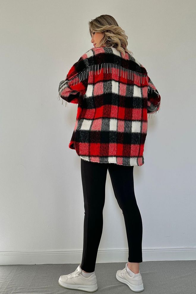 L&C قميص أحمر بنقشة مربعة كاجوال بمقاس كبير ملابس بالجملة شتاء