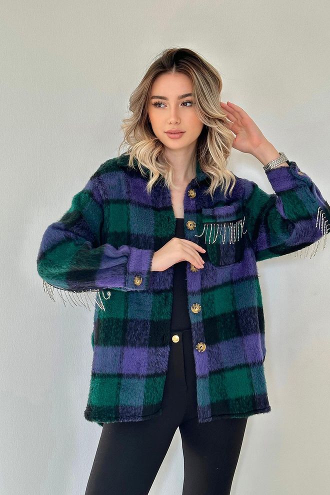 Elisa Рубашка С Карманом букле И Цепочкой Фиолетовый Оптовая продажа одежды Повседневный