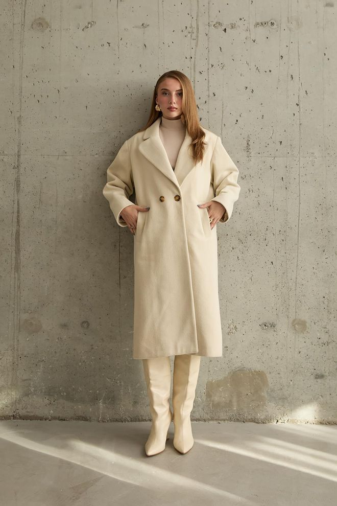 Elisa Cappotto Lungo Ecru Abbigliamento all'ingrosso Casuale