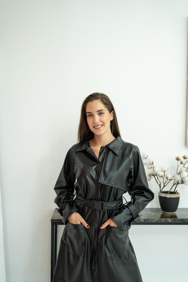 L&C Negro Gabardina Glam Sexy Casual Elegante Ropa De Calle Ropa al por mayor Trabajo