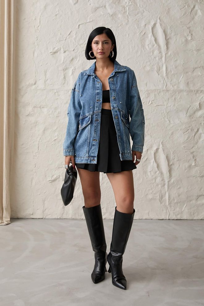 Elisa Giacca di jeans Stoned Blu Abbigliamento all'ingrosso Casuale