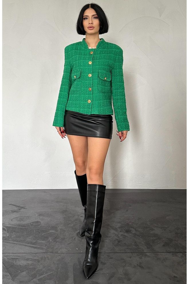 L&C Green Single Breasted Blazer Jacket Wholesale Clothing No Fabric