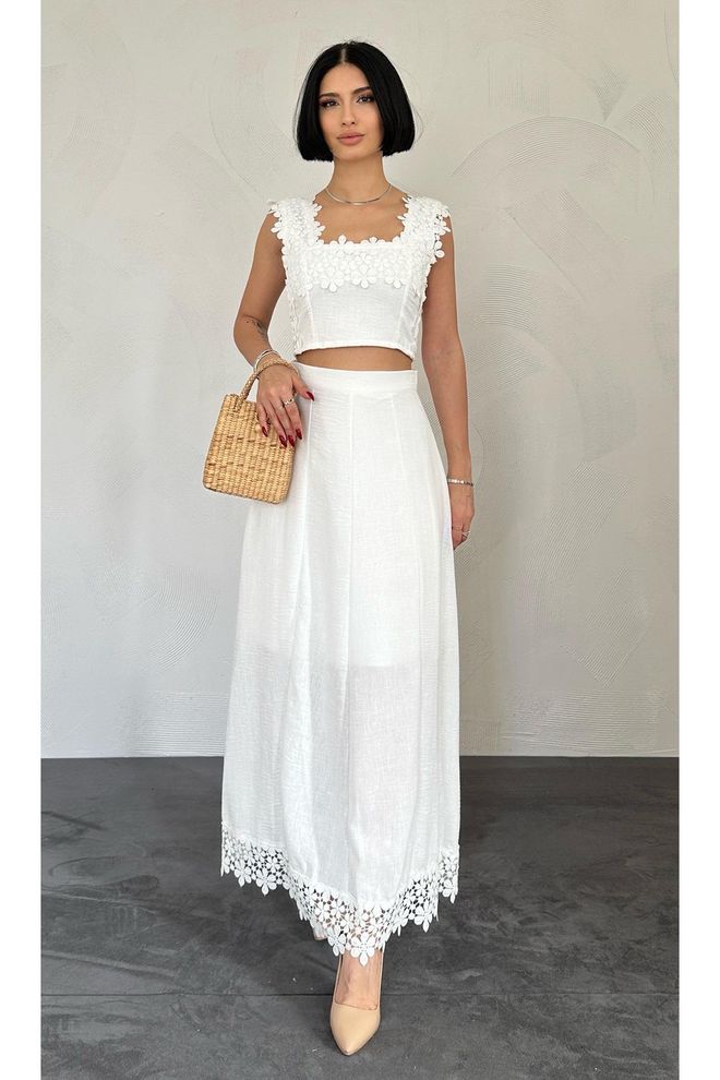 Elisa Set corto e gonna con pizzo Bianco Abbigliamento all'ingrosso Casuale