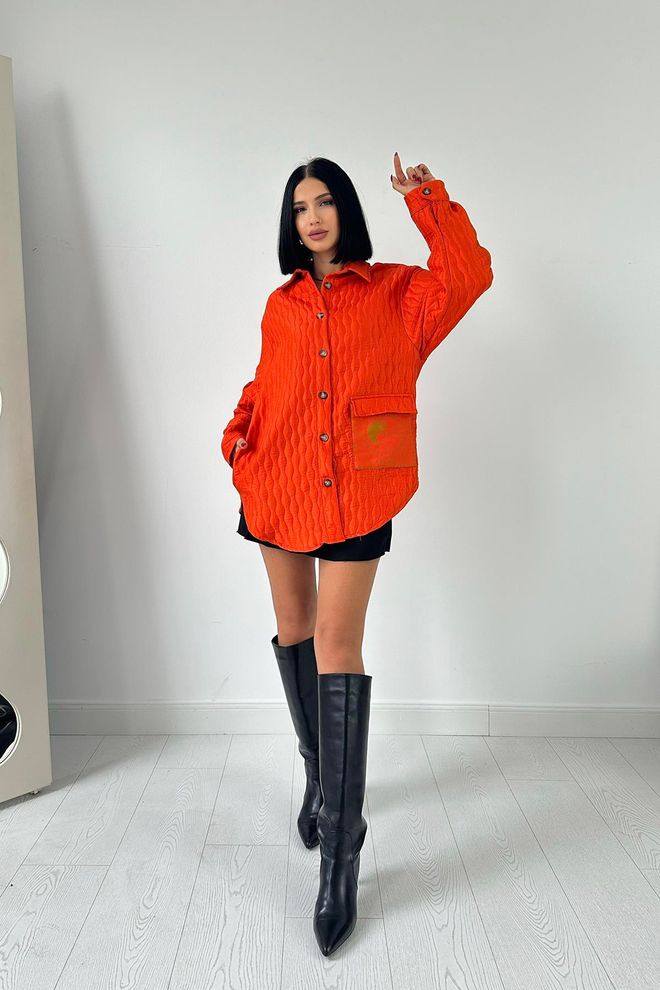 L&C Camisa Naranja Casual De Ajuste Oversize Con Mangas Largas Ropa al por mayor Trabajo