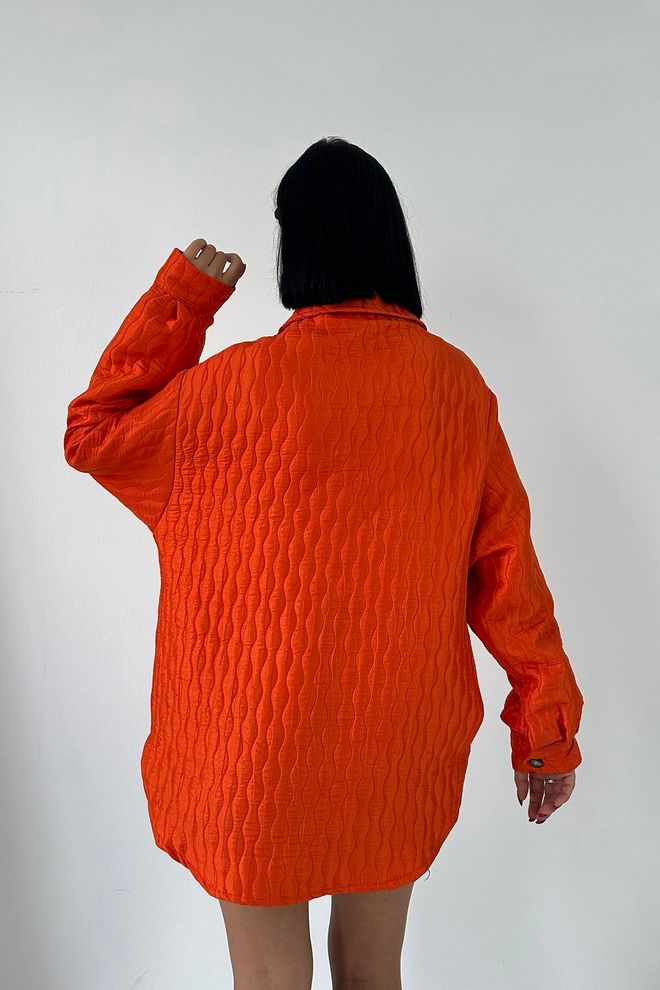 L&C Camisa Naranja Casual De Ajuste Oversize Con Mangas Largas Ropa al por mayor Ropa de calle