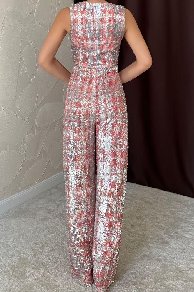 L&C Ružičasti Glamurozan Oprstan Odijelo Bez Rukava Karo Veleprodaja odjeće Proljeće