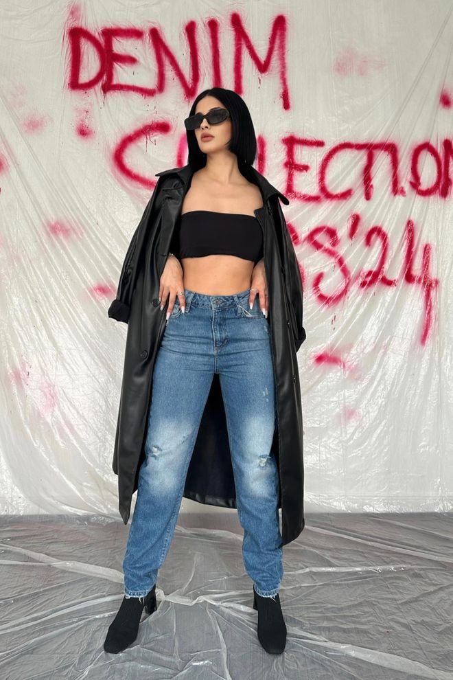 Elisa Jeans tagliati al laser Blu Abbigliamento all'ingrosso Casuale