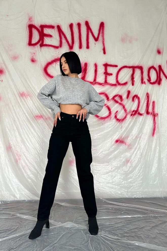 Elisa Jeans con gamba a tubo Nero Abbigliamento all'ingrosso Casuale
