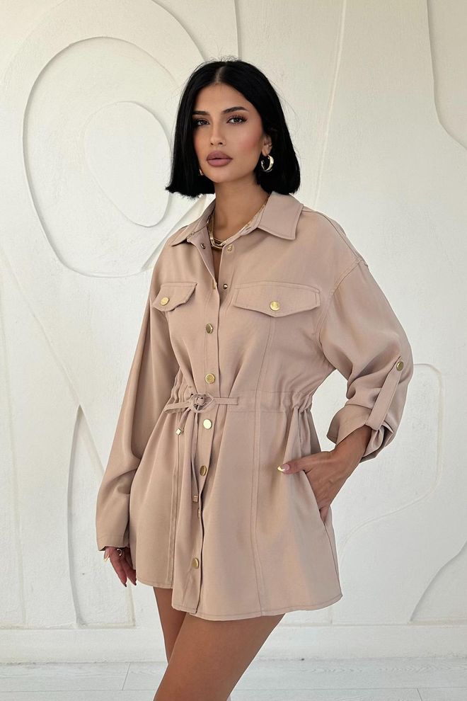 L&C Beige Lässiges Elegantes Formales Hemd Großhandelskleidung Lässig