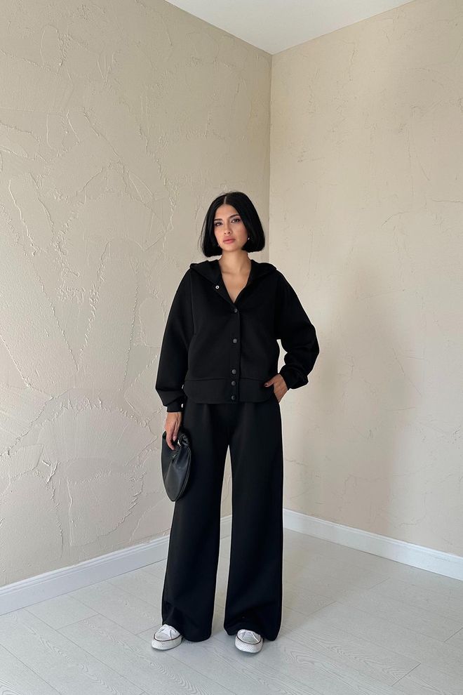 Elisa Set Giacca E Pantaloni Con Elastico In Vita Nero Abbigliamento all'ingrosso Sportivo
