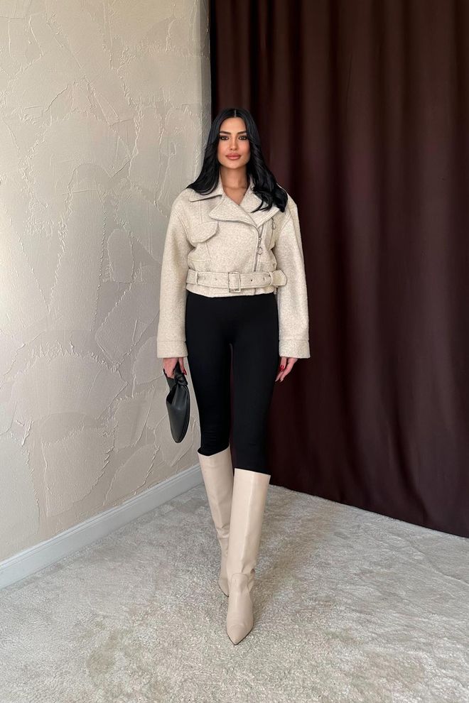 Elisa Eyelet Stamp Coat Smėlio Spalvos Didmeninė prekyba drabužiais Kokteilinė