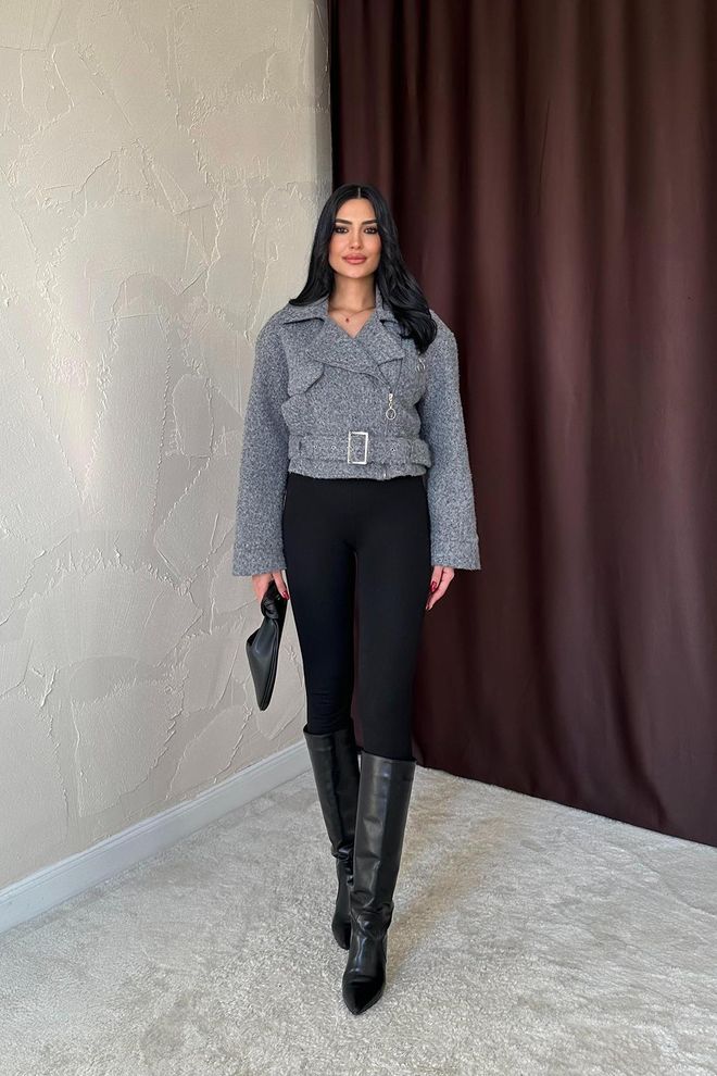 Elisa Cappotto Con Stampa Occhielli Grigio Abbigliamento all'ingrosso Casuale