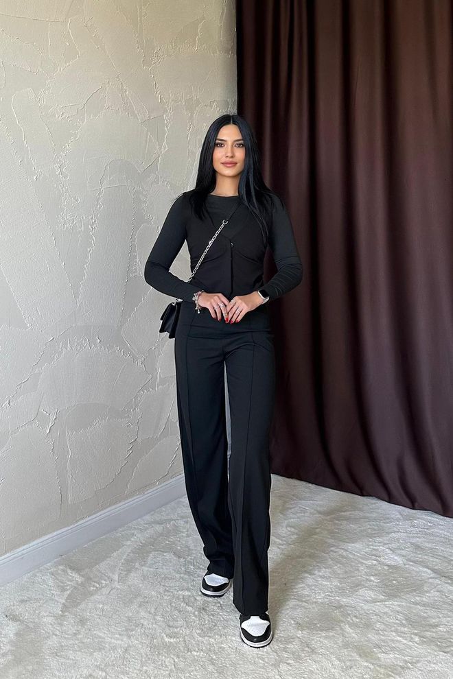 Elisa Pantaloni Con Coulisse In Vita Neri Abbigliamento all'ingrosso Casuale