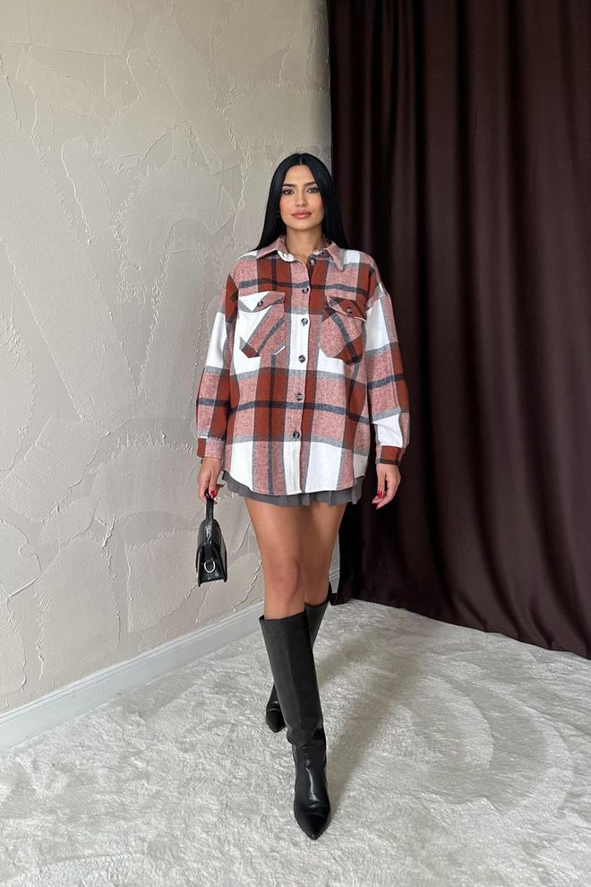 Elisa Camicia Da Boscaiolo Con Tasche Piastrella Abbigliamento all'ingrosso Casuale