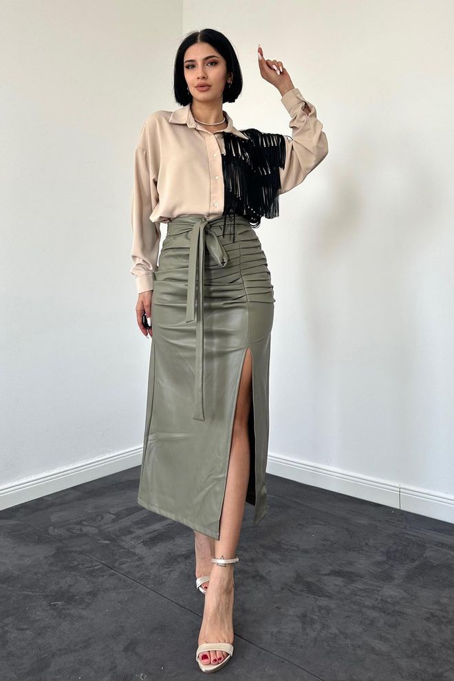 Elisa Gonna Con Spalline Arricciate Sul Davanti Menta Abbigliamento all'ingrosso Elegante