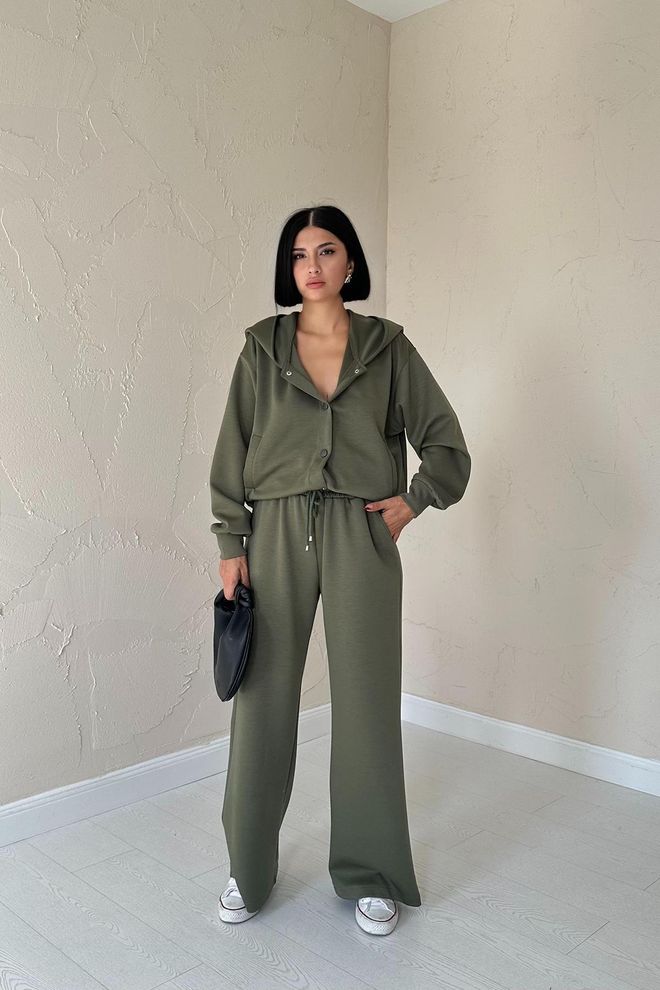Elisa Set Giacca E Pantaloni Con Elastico In Vita Cachi Abbigliamento all'ingrosso Sportivo