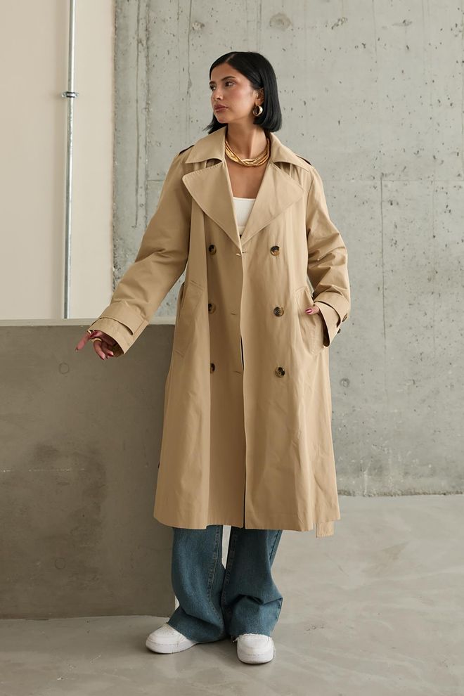 Elisa Trench Lungo Con Cintura Cammello Abbigliamento all'ingrosso Casuale