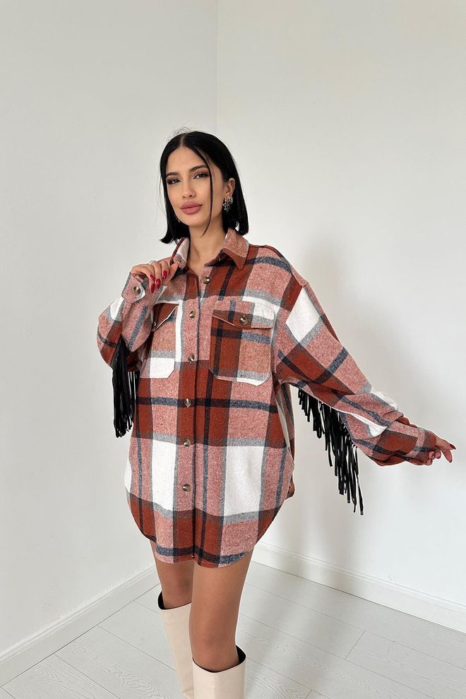 Elisa Camicia Con Nappine Sul Retro Marrone Abbigliamento all'ingrosso Casuale