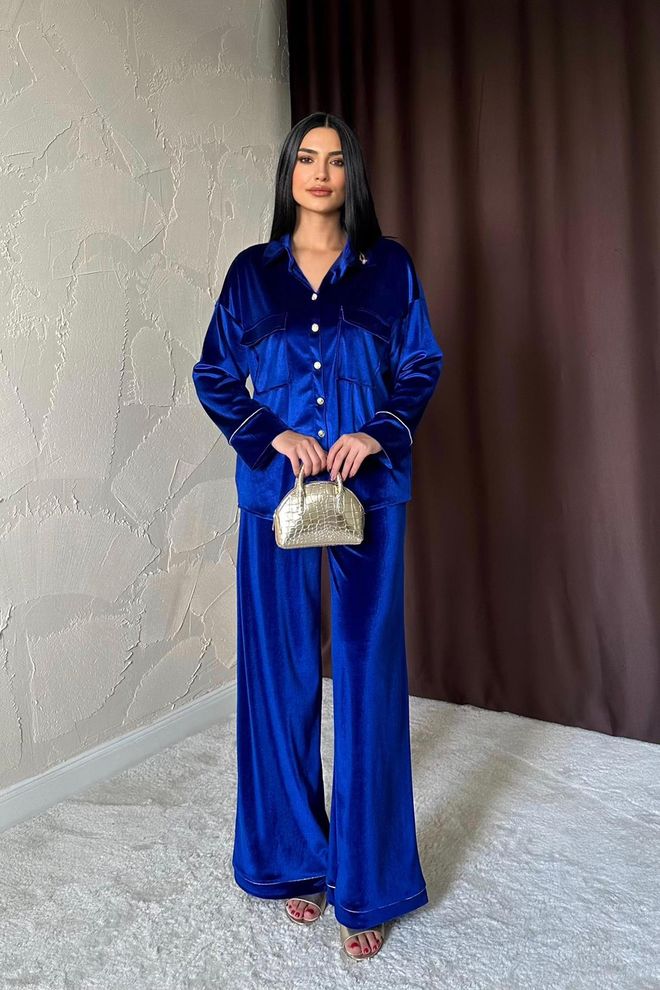 L&C Navy Blue Elegant Set With Bermuda Shorts & Mini Skirt Wholesale Clothing Formal