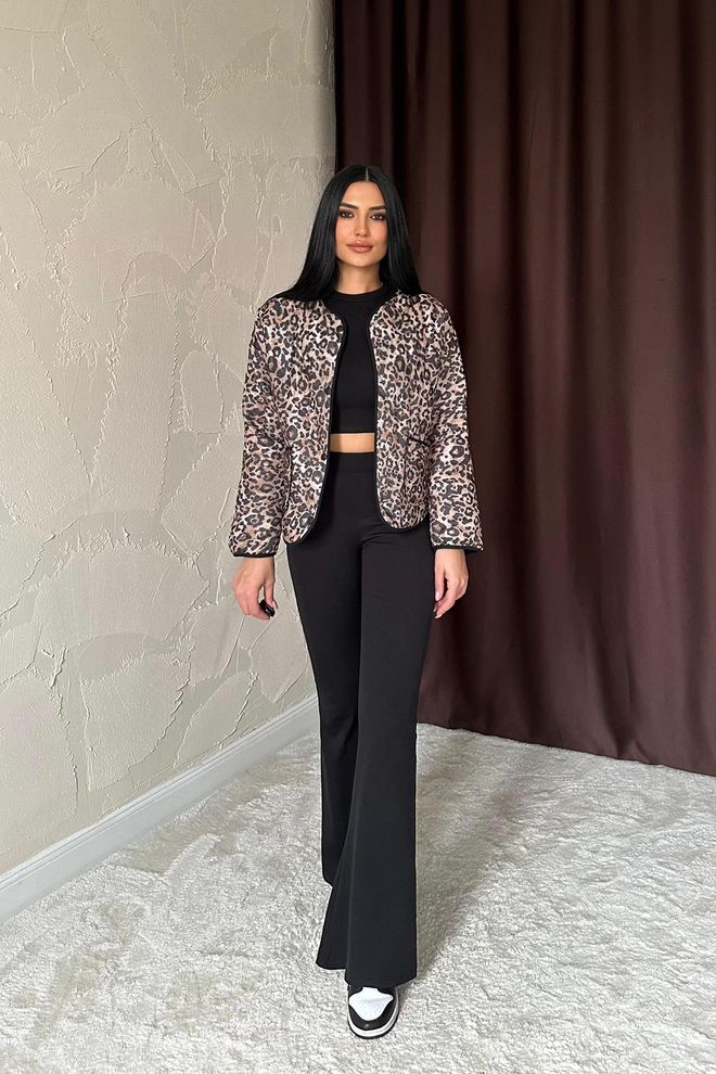 Elisa Giacca Trapuntata Con Motivo Leopardato Marrone Abbigliamento all'ingrosso Casuale