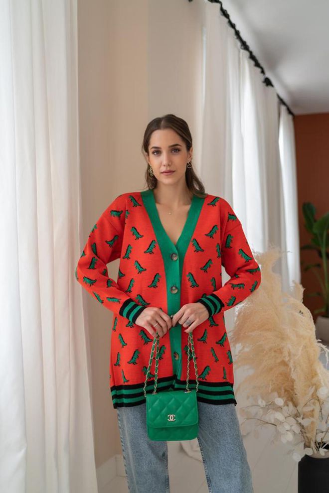 Elisa Cardigan Fantasia Arancione Abbigliamento all'ingrosso Casuale