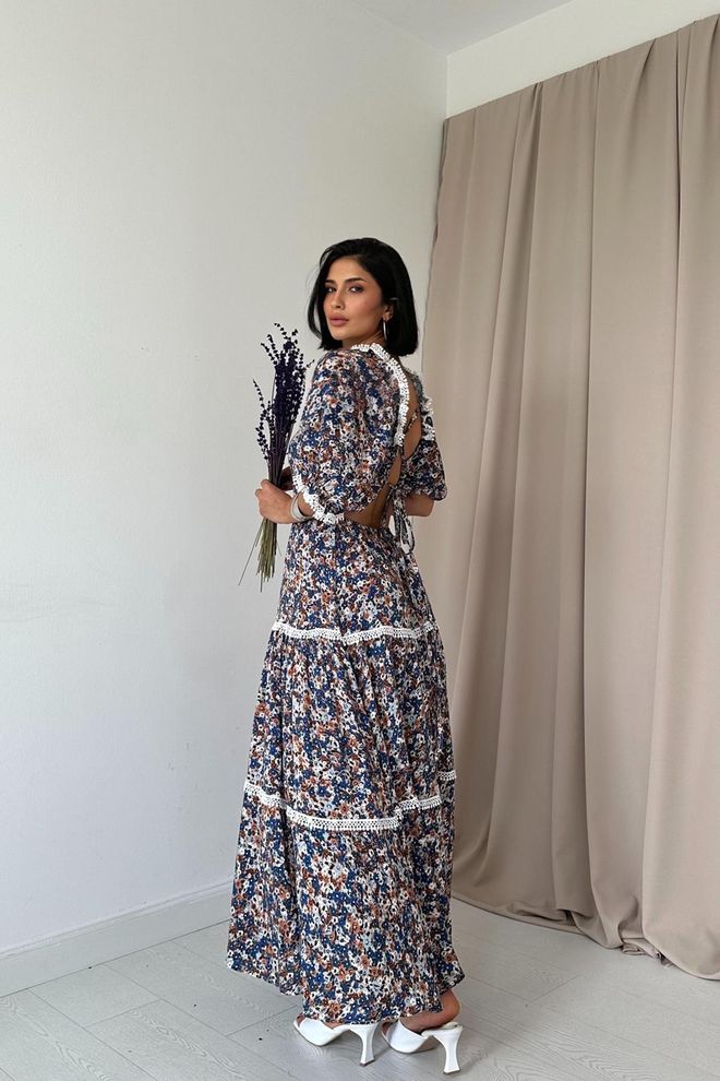 L&C Blue Boho Fit And Flare Dress Wholesale Clothing Spring