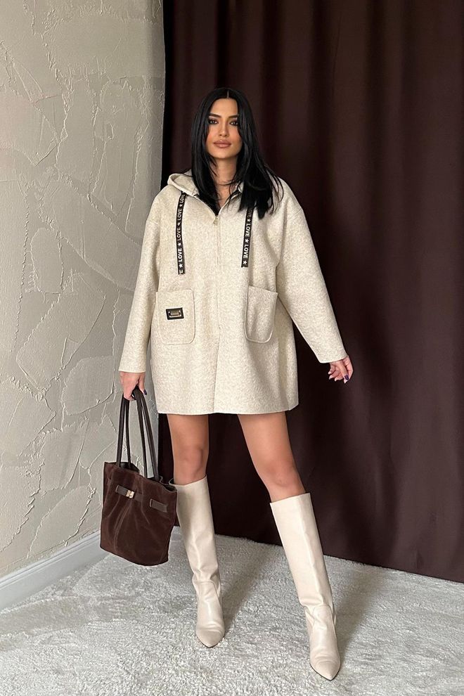 L&C السترة البيج ذات الغطاء للرُّبْع والخريف ملابس بالجملة صالة