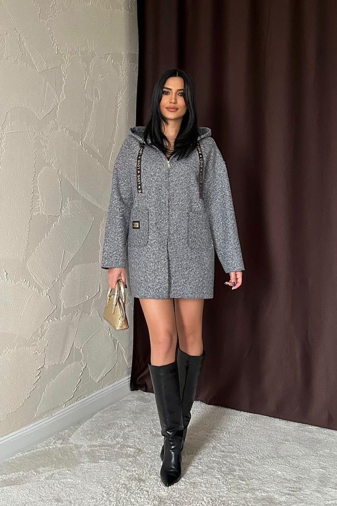 L&C Chaqueta Gris Con Capucha Y Cierre De Cremallera Ropa al por mayor 5