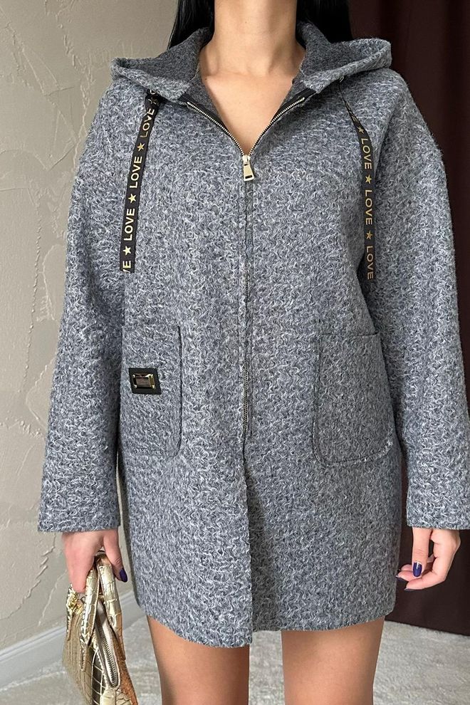 L&C Chaqueta Gris Con Capucha Y Cierre De Cremallera Ropa al por mayor Deporte