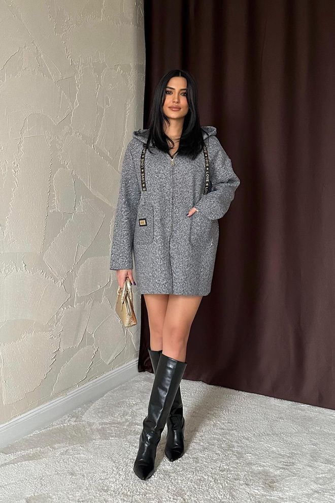 L&C Chaqueta Gris Con Capucha Y Cierre De Cremallera Ropa al por mayor Sin tela