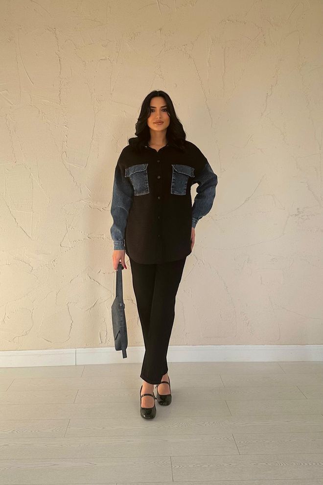 Elisa Giacca Di Jeans Nera Abbigliamento all'ingrosso Casuale