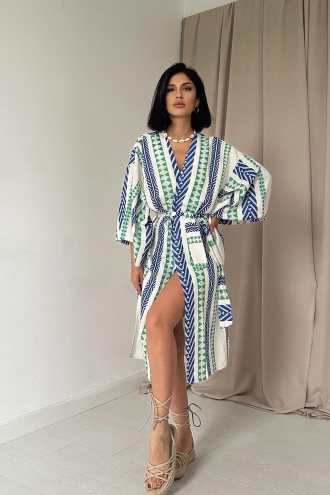 Elisa Abito Kimono Fantasia Blu Abbigliamento all'ingrosso Casuale
